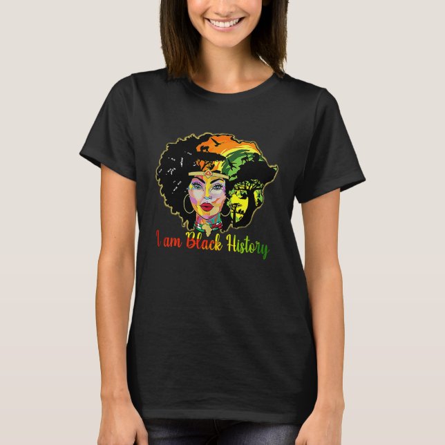 Black History Afro Woman Praying God Melanin Queen T-Shirt (Front)
