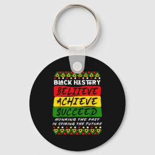 Black History Believe Achieve Succeed African Wome Key Ring