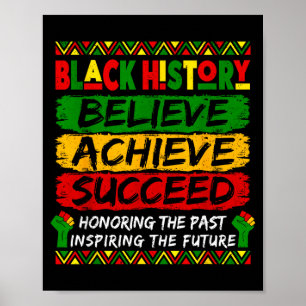 Black History Believe Achieve Succeed African Wome Poster