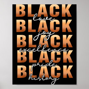 Black History Black Love Joy Exellence Pride Melan Poster
