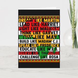 Black History Dream Like Leaders Women Men African Card