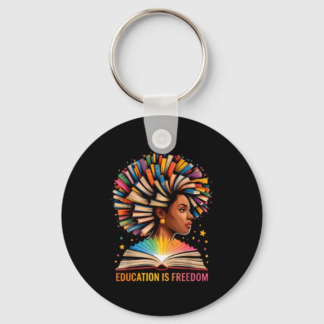 Black History Education Is Dom Books Black History Key Ring (Front)