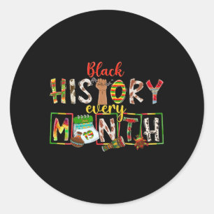 Black History Every Month Fist Hand Afro African P Classic Round Sticker