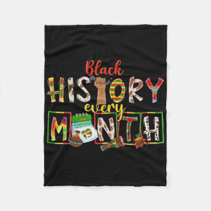 Black History Every Month Fist Hand Afro African P Fleece Blanket