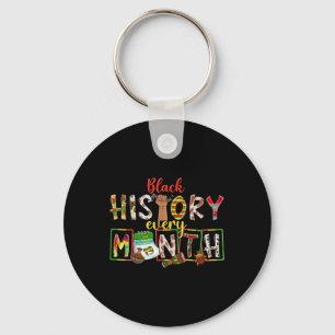 Black History Every Month Fist Hand Afro African P Key Ring