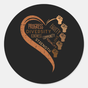 Black History Fists Diversity Equity Melanin Afric Classic Round Sticker