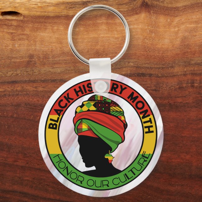 Black History Floral Reversible Culture Keychain (Front)