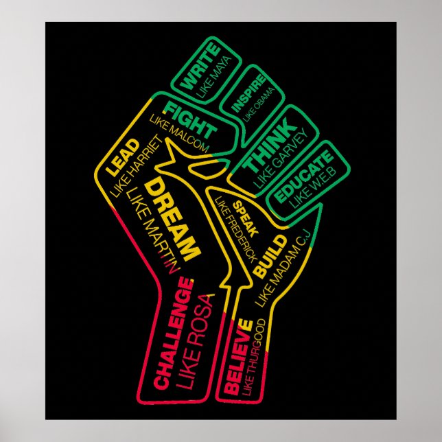 Black history hero's motivational fist poster (Front)