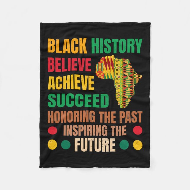 Black History Honouring Past Inspiring Future Men  Fleece Blanket (Front)