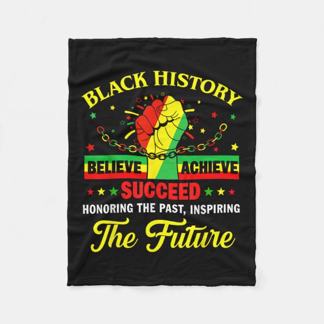 Black History Honouring Past Inspiring Future Men  Fleece Blanket (Front)