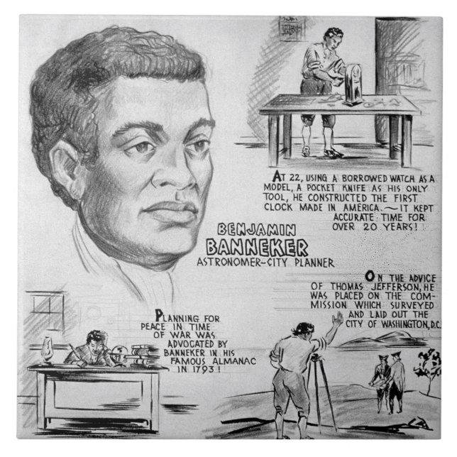 Black History Icon: Benjamin Banneker, Scientist Ceramic Tile (Front)