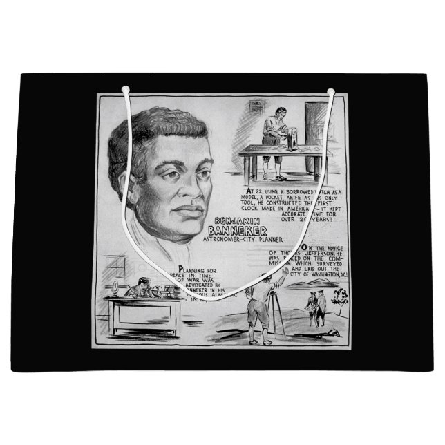Black History Icon: Benjamin Banneker, Scientist Large Gift Bag (Front)