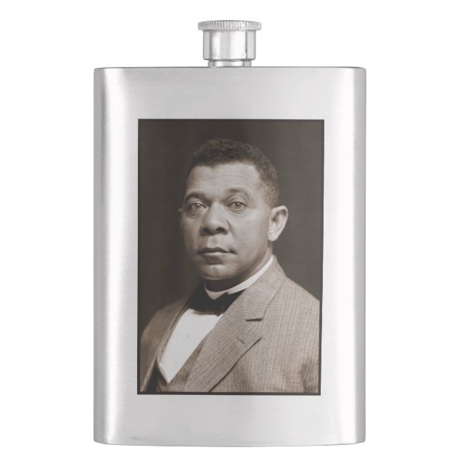 Black History Icon: Booker T Washington, Portrait Hip Flask (Front)