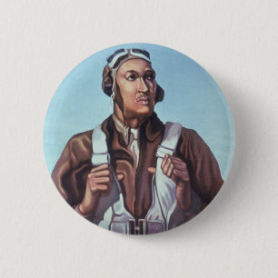 Black History Icons: Aviators of WW2, US Pilots 6 Cm Round Badge