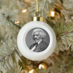 Black History Icons: Older Frederick Douglass Ceramic Ball Christmas Ornament