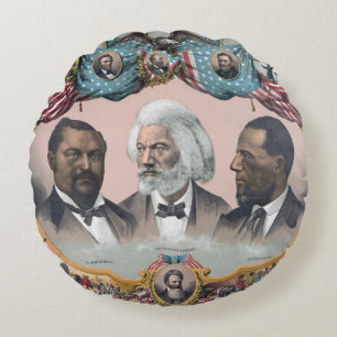 Black History Icons: With Frederick Douglass Round Cushion