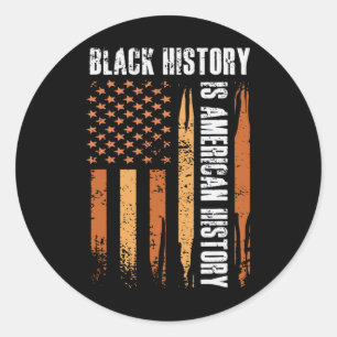 Black History Is American History Bhm Us Flag Mela Classic Round Sticker