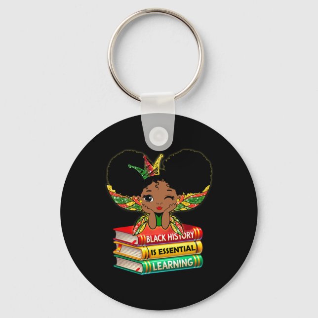 Black History Is Essential Learning Black Reader Y Key Ring (Front)