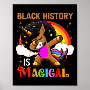 Black History Is Magical Dabbing Afro Colourful Un Poster