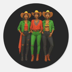 Black History Juneteenth African Melanin Cowgirl S Classic Round Sticker