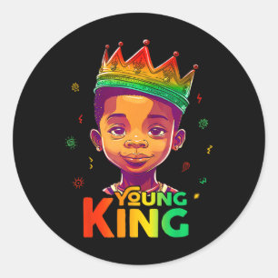 Black History Juneteenth Shirt For Young King Afro Classic Round Sticker