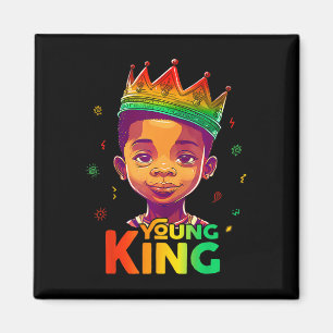 Black History Juneteenth Shirt For Young King Afro Magnet
