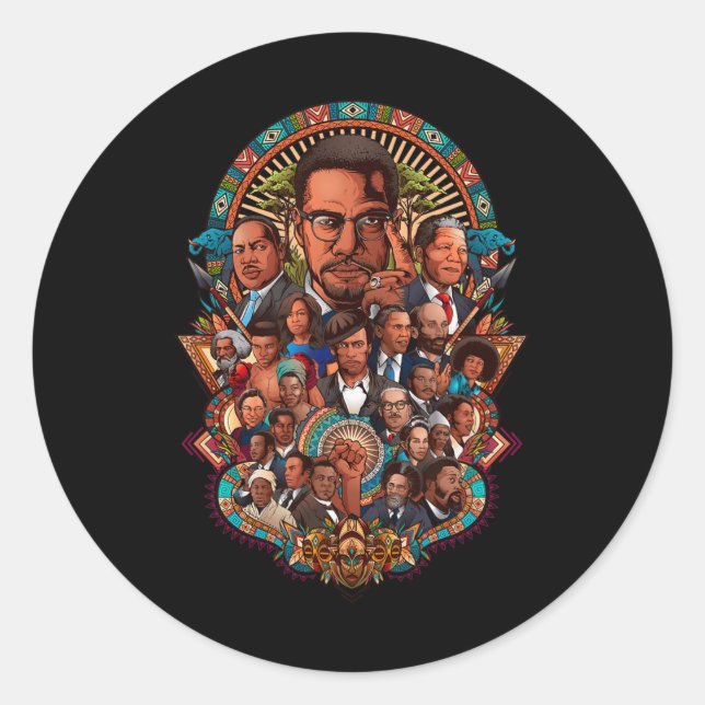 Black History Leaders Collage Inspirational Africa Classic Round Sticker (Front)