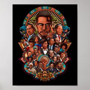 Black History Leaders Collage Inspirational Africa Poster