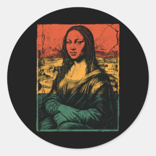 Black History Mona Lisa Afro Woman American Africa Classic Round Sticker