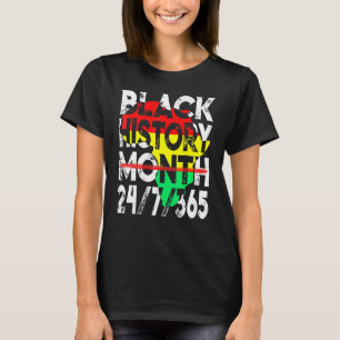 Black History Month 247365 Africa Map Melanin 2022 T-Shirt