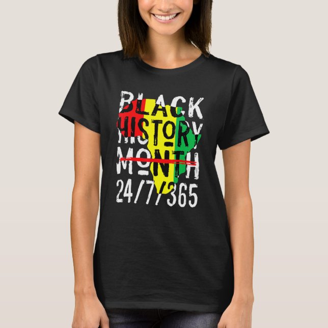 Black History Month 247365 Africa Map Melanin 2022 T-Shirt (Front)