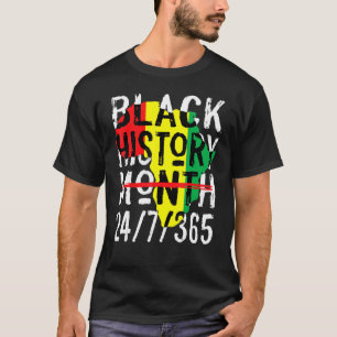 Black History Month 247365 Africa Map Melanin 2023 T-Shirt