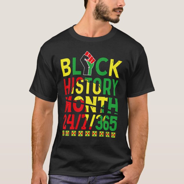 Black History Month 247365 Africa Map Melanin 2023 T-Shirt (Front)