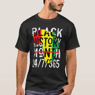 Black History Month 247365 Africa Map Melanin 2023 T-Shirt