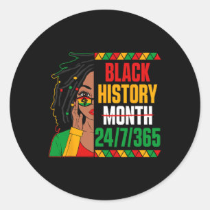 Black History Month 247365 Loc'd Girl Melanin Blac Classic Round Sticker