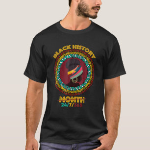 Black History Month 24-7-365 Africa Map Melanin 20 T-Shirt