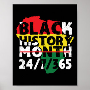 Black History Month 24 7 365 African American Map Poster
