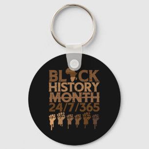 Black History Month 24 7 365 Fist African Men Wome Key Ring