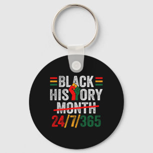 Black History Month 24 7 365 Fist African Men Wome Key Ring