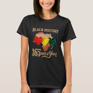 Black History Month 365 Days Map Afro African Amer T-Shirt