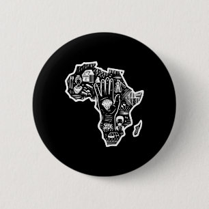 Black History Month Africa Map Design Unity Art  6 Cm Round Badge