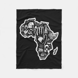 Black History Month Africa Map Design Unity Art Fleece Blanket