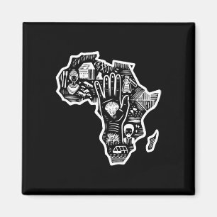 Black History Month Africa Map Design Unity Art Magnet