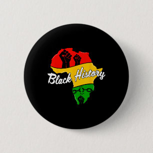 Black History Month Africa Map Proud Fist Men Wome 6 Cm Round Badge