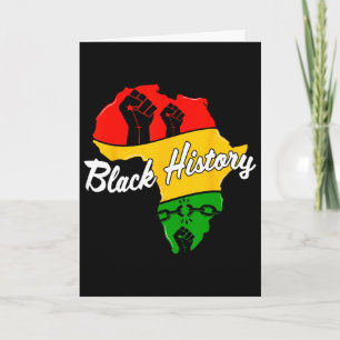 Black History Month Africa Map Proud Fist Men Wome Card