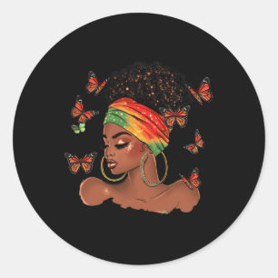 Black History Month African American Butterfly Jun Classic Round Sticker