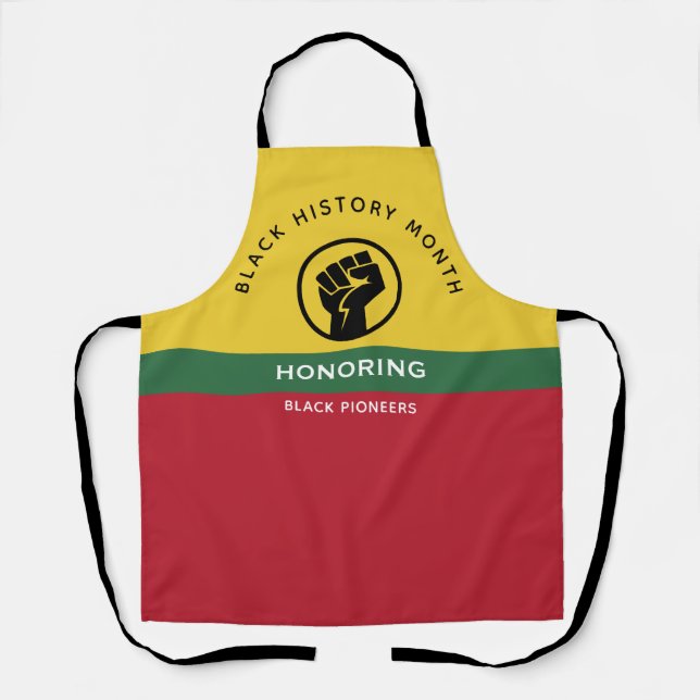 Black History Month African American Curved Text Apron (Front)