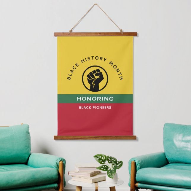 Black History Month African American Curved Text Hanging Tapestry (Living Room)