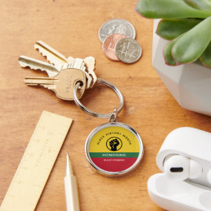 Black History Month African American Curved Text Key Ring
