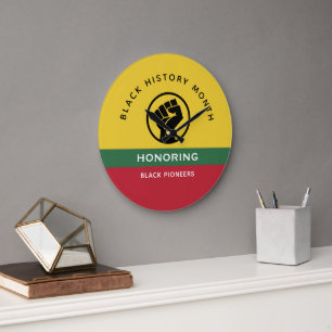 Black History Month African American Curved Text Large Clock